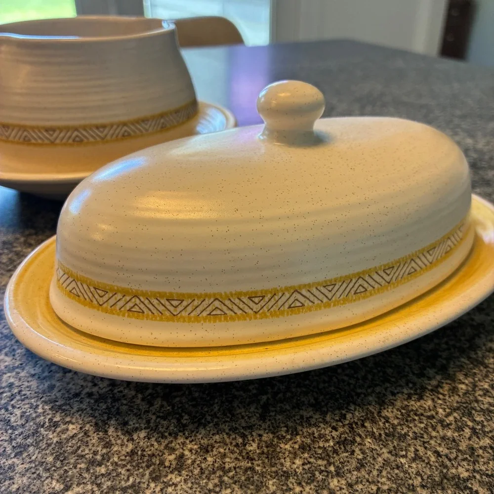 Vintage Franciscan Hacienda Ware Serve Set Gold Yellow Bowl Pitcher Butter 5‎ pc